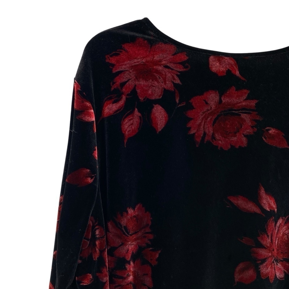 Lane Bryant Black Velvet Red Floral Y2K Babydoll Top Whimsigoth - Picture 8 of 8